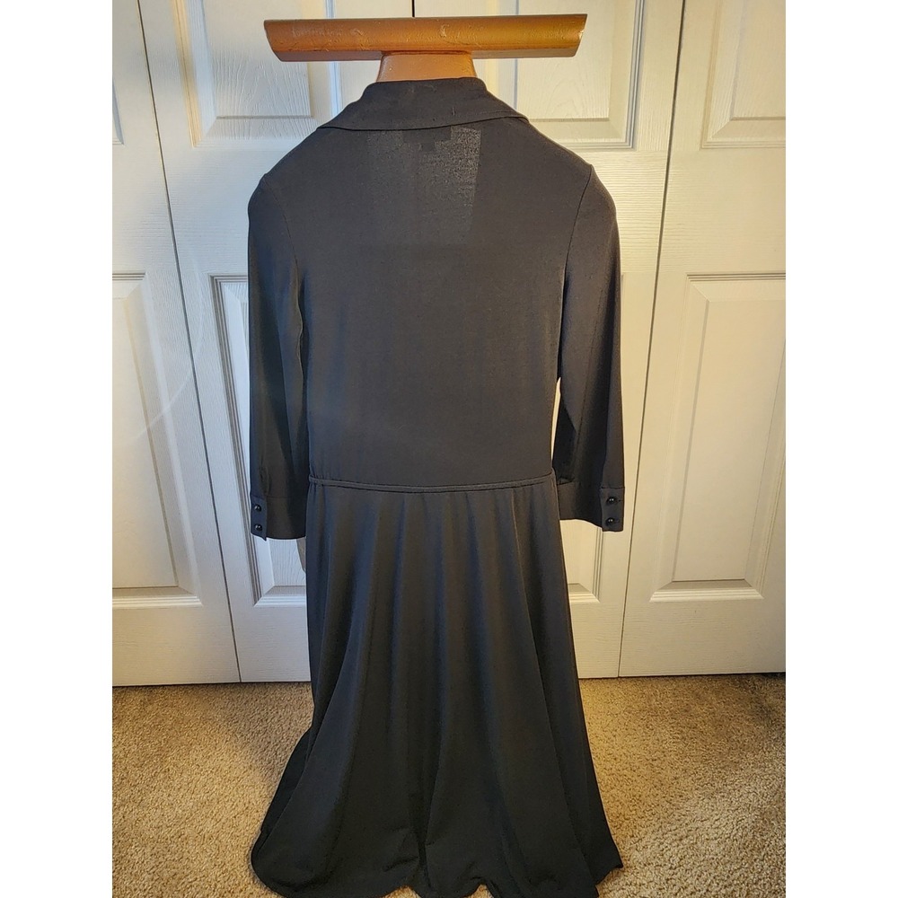 Sandra Darren Womens Stretch Black V Neck Long Sleeve Dress Size 8 - Picture 4 of 7